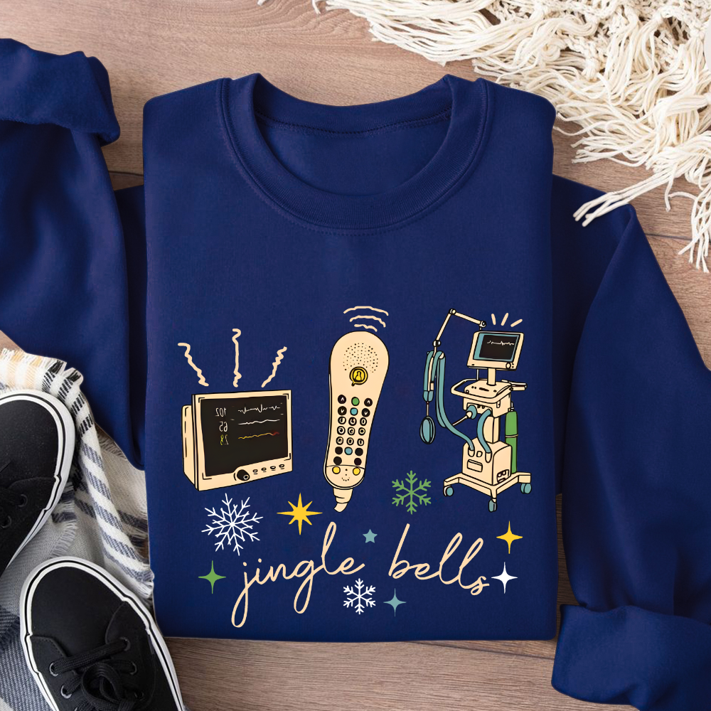 Jingle Bells ICU Nurse Xmas Cotton Pullover Sweatshirt