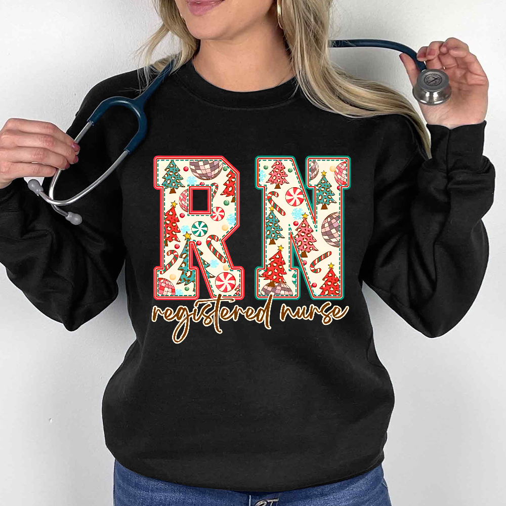 Christmas Registered Nurse Cotton Pullover Sweatshirt