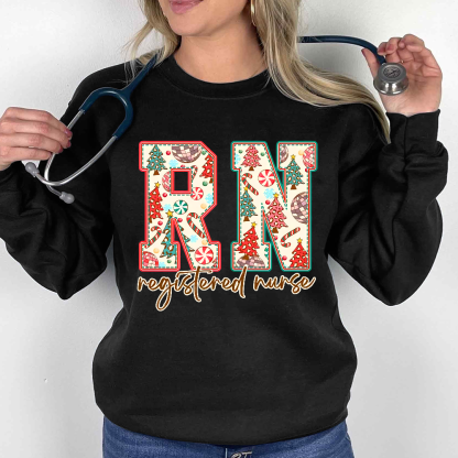 Christmas Registered Nurse Cotton Pullover Sweatshirt