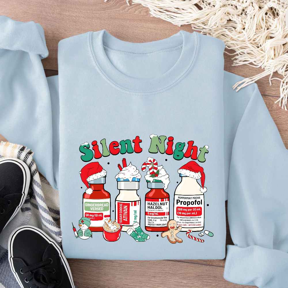 Santa's Helpers Silent Night Cotton Pullover Sweatshirt