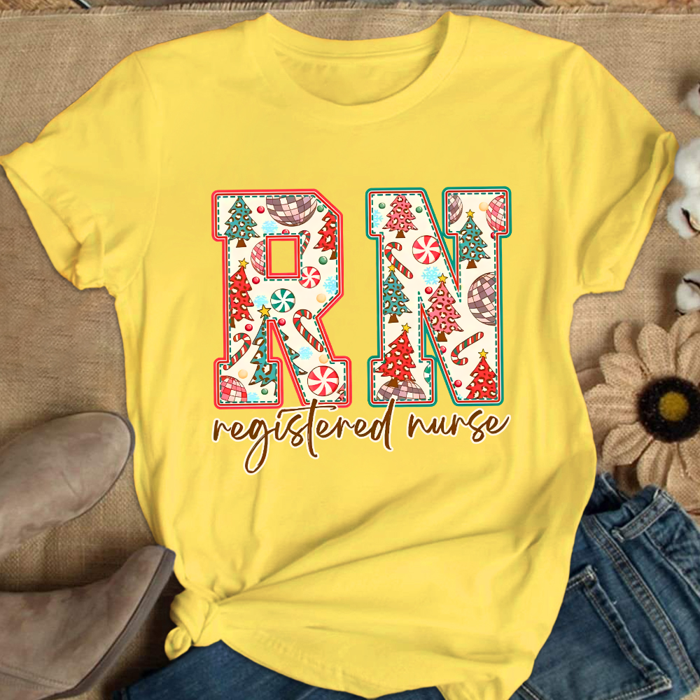 Christmas Registered Nurse Cotton Nurse T-shirt