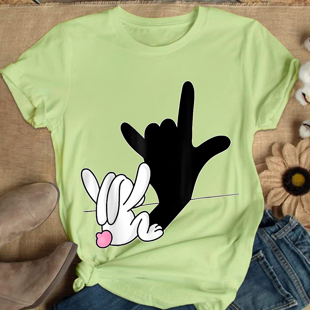 Cute Bunny Powerful Message Sign Language Gift Cotton Nurse T-shirt