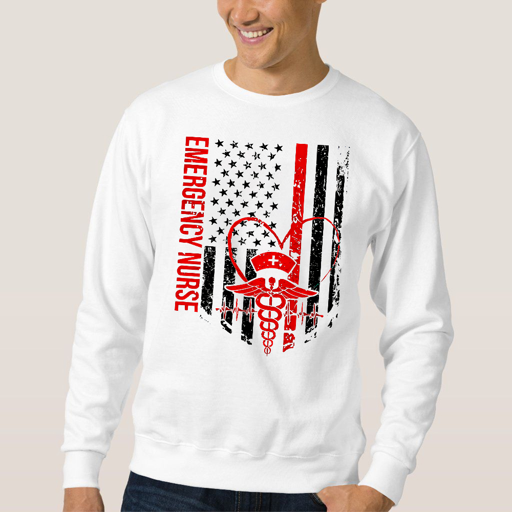 RN Nurse Flag Cotton Pullover Sweatshirt