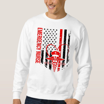 RN Nurse Flag Cotton Pullover Sweatshirt