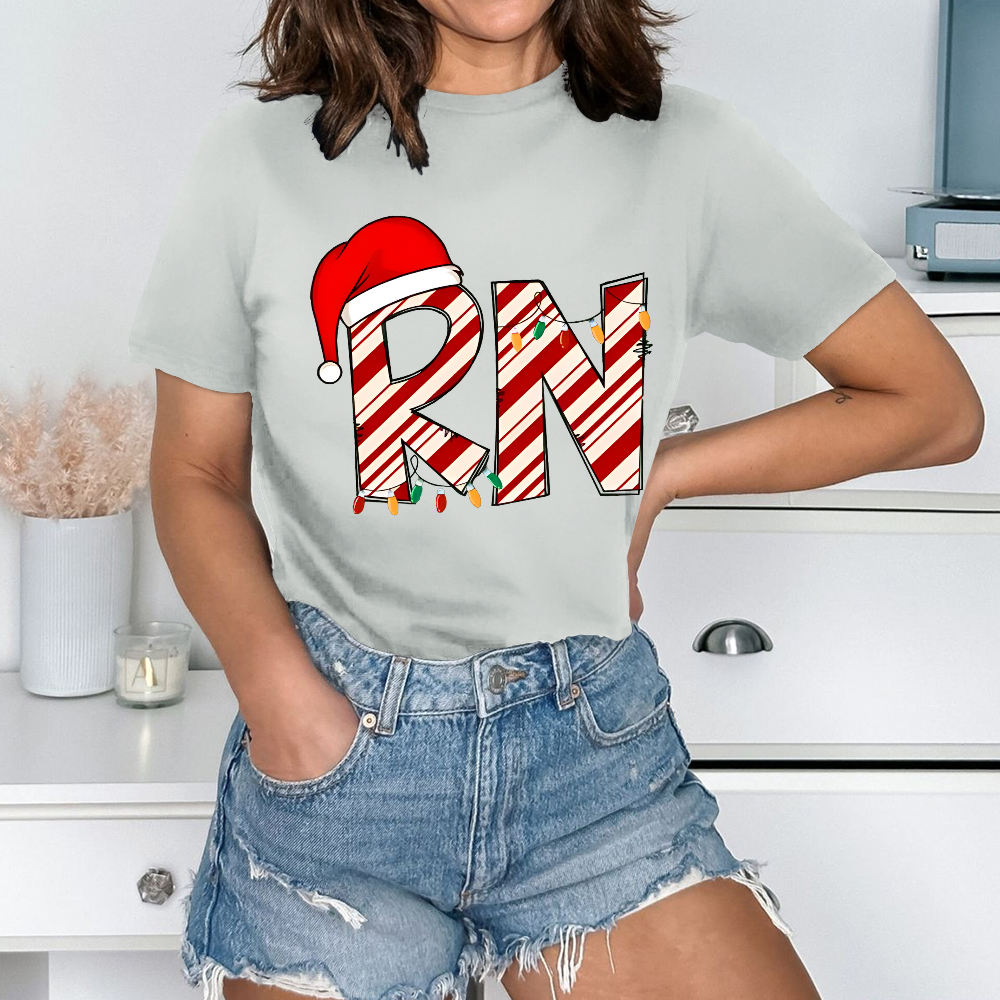 RN Registered Nurse Christmas Cotton Nurse T-shirt