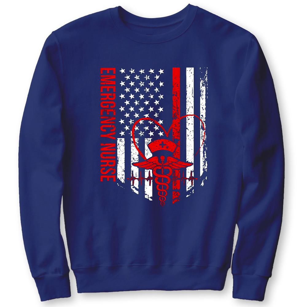 RN Nurse Flag Cotton Pullover Sweatshirt