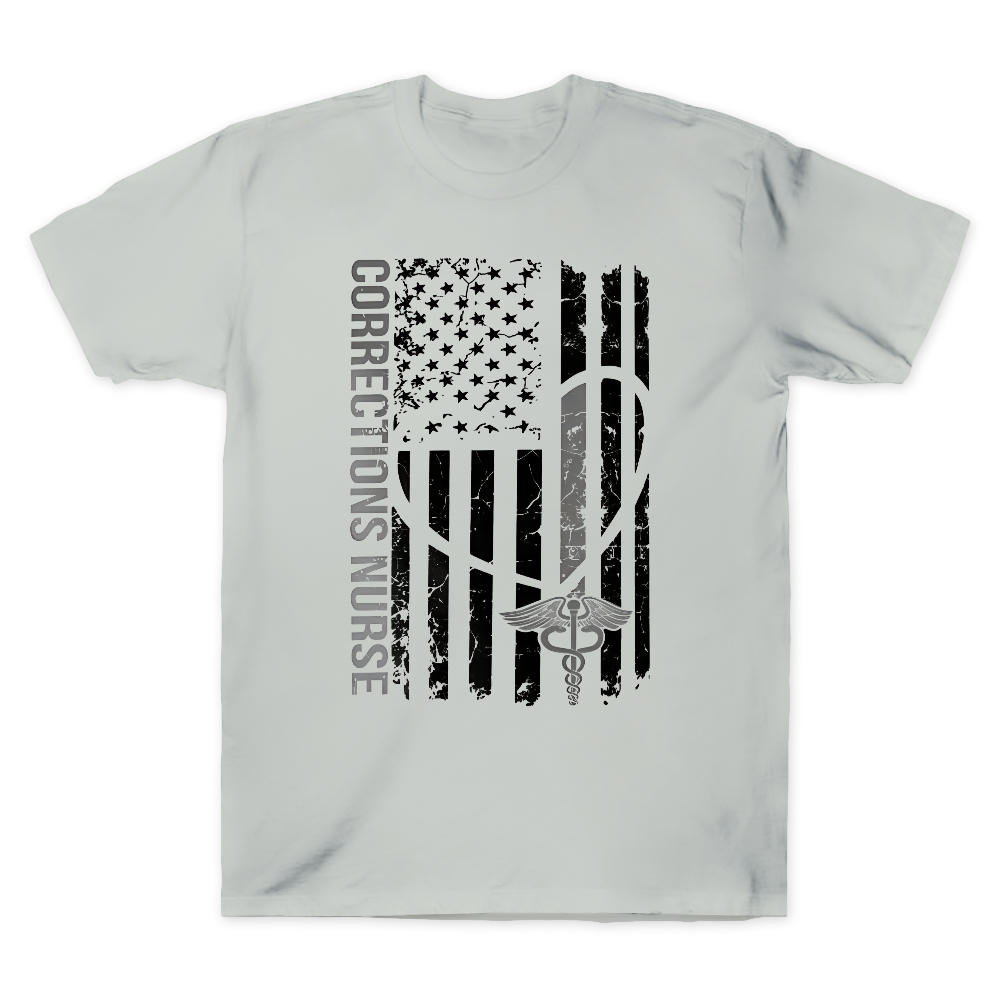 Corrections Nurse Flag Cotton Doctor T-shirt