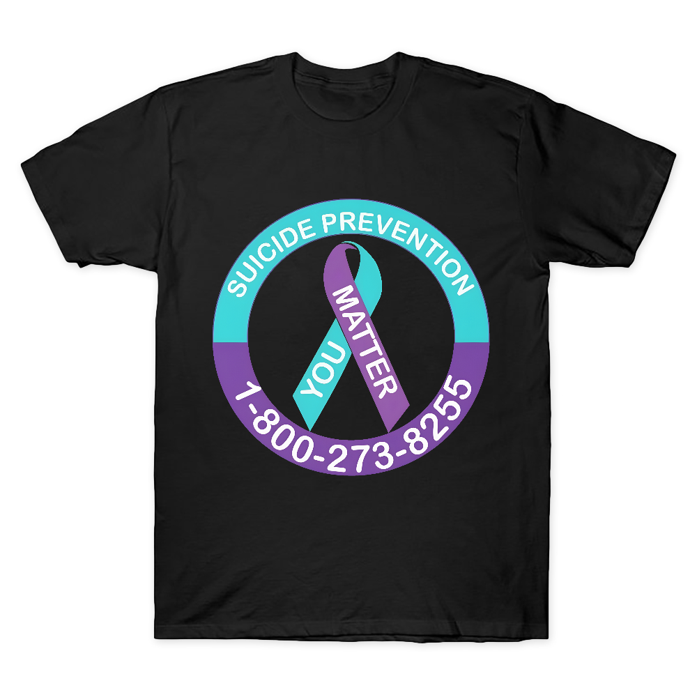 Suicide Awareness Ribbon Suicide Prevention hotline 1-800-273-8255 Cotton Doctor T-shirt