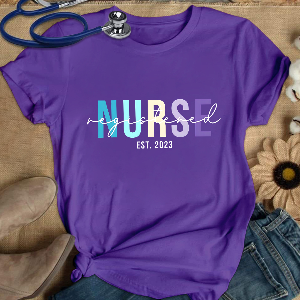 Custom Registered Nurse Embroidery Cotton Nurse T-shirt