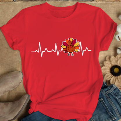 Heartbeat Turkey Nurse Thanksgiving Cotton Nurse T-shirt
