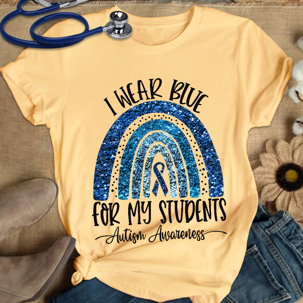 I Wear Blue For My Students Autism Awareness Cotton Nurse T-shirt