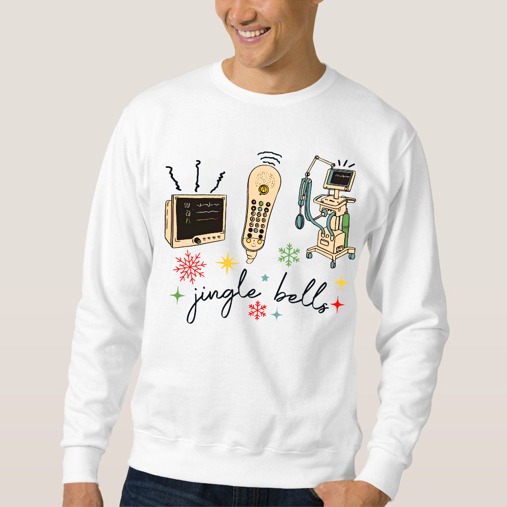 Jingle Bells ICU Nurse Xmas Cotton Pullover Sweatshirt