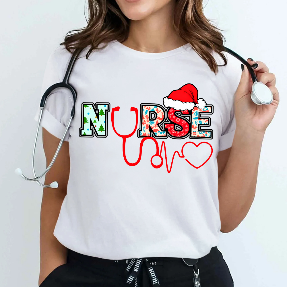 Santa's Favorite Nurse Shirt Christmas Funny Gift Cotton Nurse T-shirt