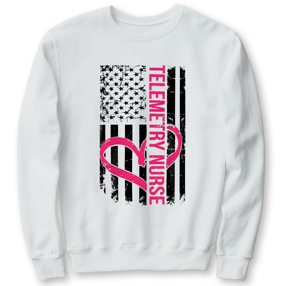 Telemetry Nurse Flag Cotton Pullover Sweatshirt