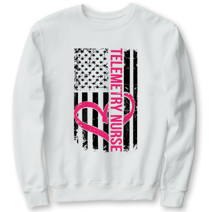 Telemetry Nurse Flag Cotton Pullover Sweatshirt