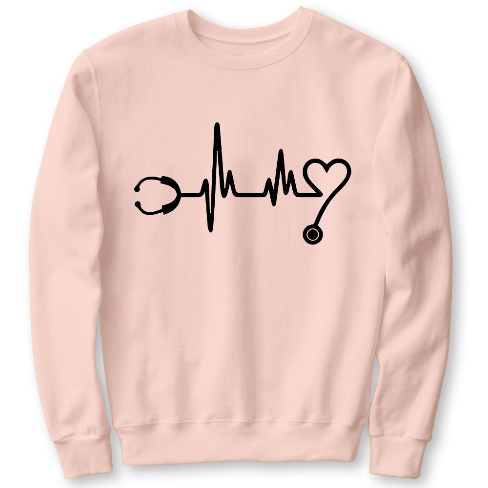 Stethoscope And Electrocardiogram Cotton Pullover Sweatshirt