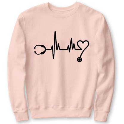 Stethoscope And Electrocardiogram Cotton Pullover Sweatshirt