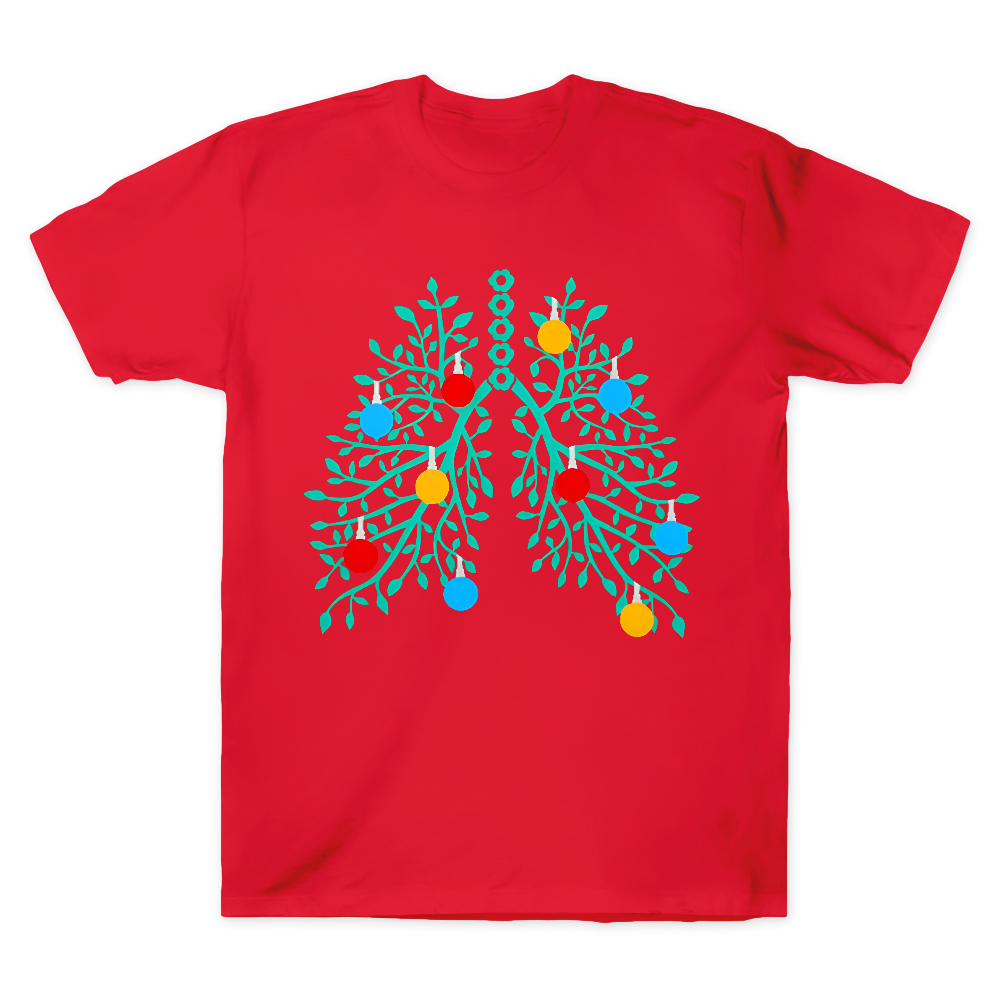 Lungs With Christmas Lights Respiratory Therapist Xmas Cotton Doctor T-shirt