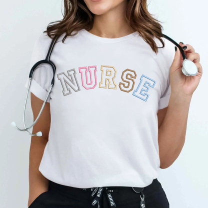 Embroidered Nurse Cotton Nurse T-shirt
