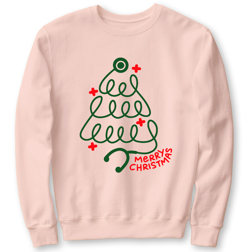 Merry Christmas Stethoscope Cotton Pullover Sweatshirt