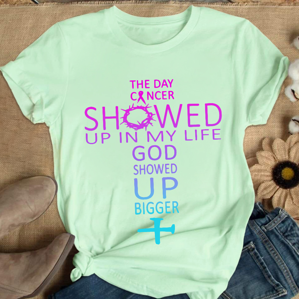 The Day Cancer Showed Up In My Cancer Awareness Cotton Nurse T-shirt