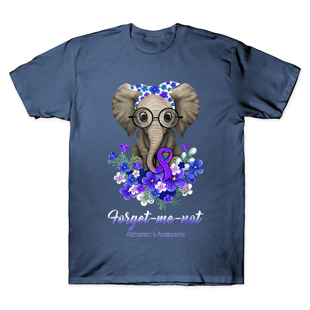 Forget Me Not Alzheimer's Awareness Alzheimers Elephant Cotton Doctor T-shirt