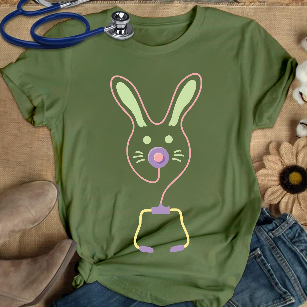 Easter Bunny Medical Tools For Nurse Or Doctor Cotton Nurse T-shirt