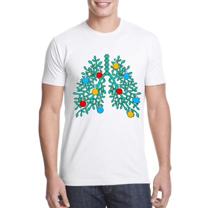 Lungs With Christmas Lights Respiratory Therapist Xmas Cotton Doctor T-shirt