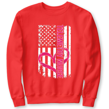 Telemetry Nurse Flag Cotton Pullover Sweatshirt
