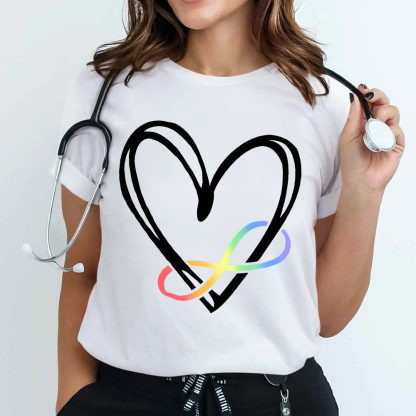 Infinity Heart Autism Awareness Love Needs No Words Cotton Nurse T-shirt