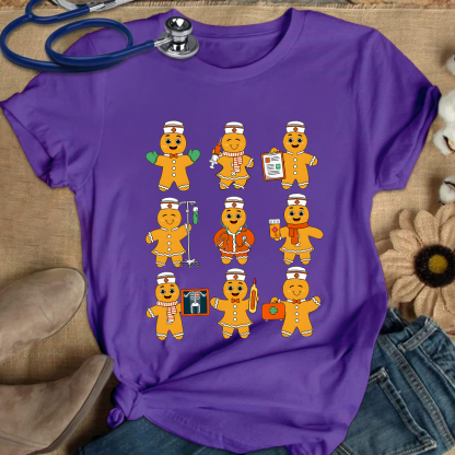 Christmas Nurse Gingerbread Cotton Nurse T-shirt