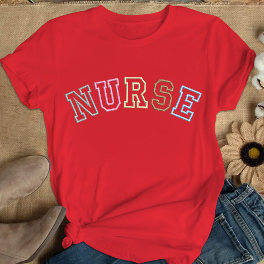 Embroidered Nurse Cotton Nurse T-shirt