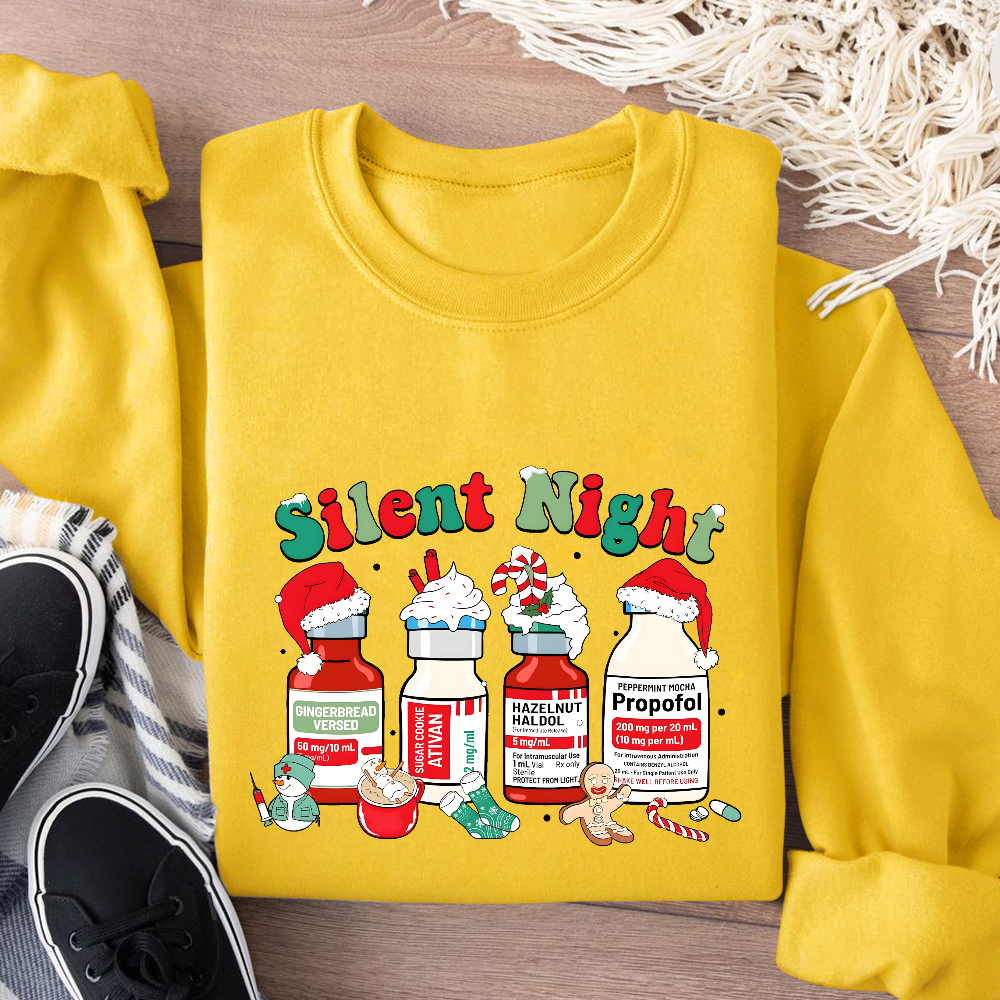 Santa's Helpers Silent Night Cotton Pullover Sweatshirt
