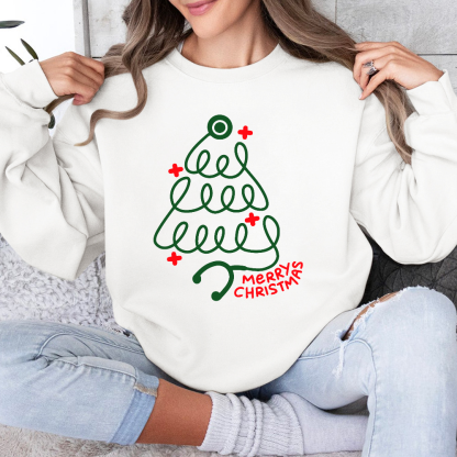 Merry Christmas Nurse Cotton Pullover Sweatshirt