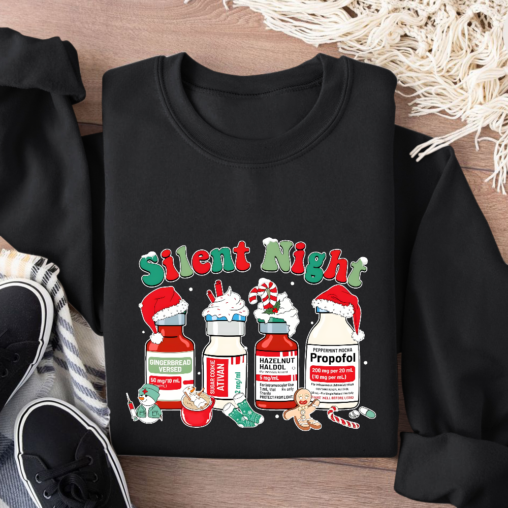 Santa's Helpers Silent Night Cotton Pullover Sweatshirt