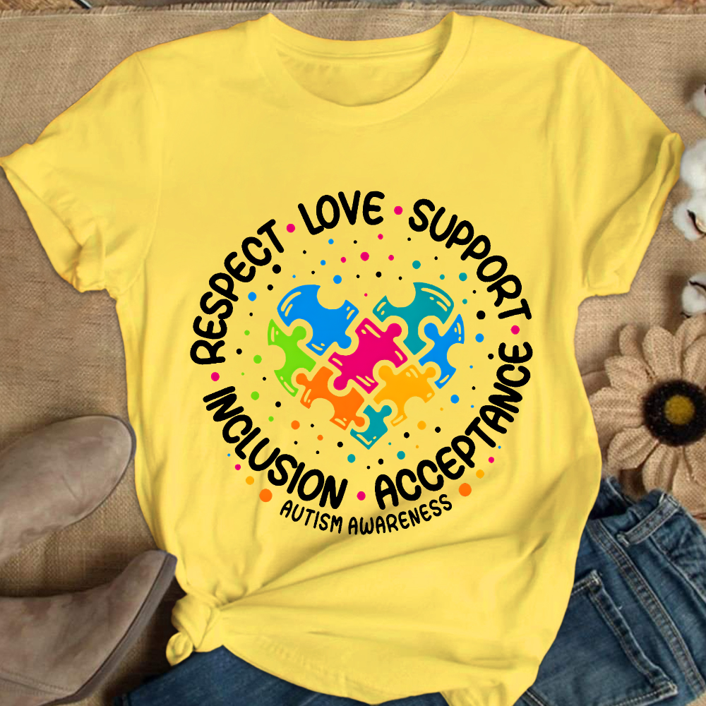 Love Support Acceptance Inclusion Respect Autism Awareness Cotton Nurse T-shirt