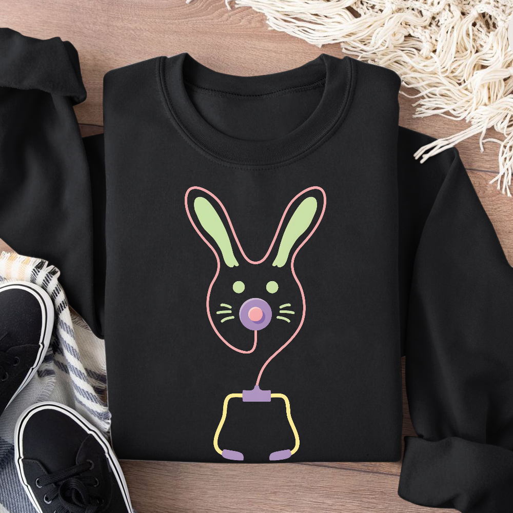 Easter Bunny Medical Tools For Nurse Or Doctor Cotton Pullover Sweatshirt