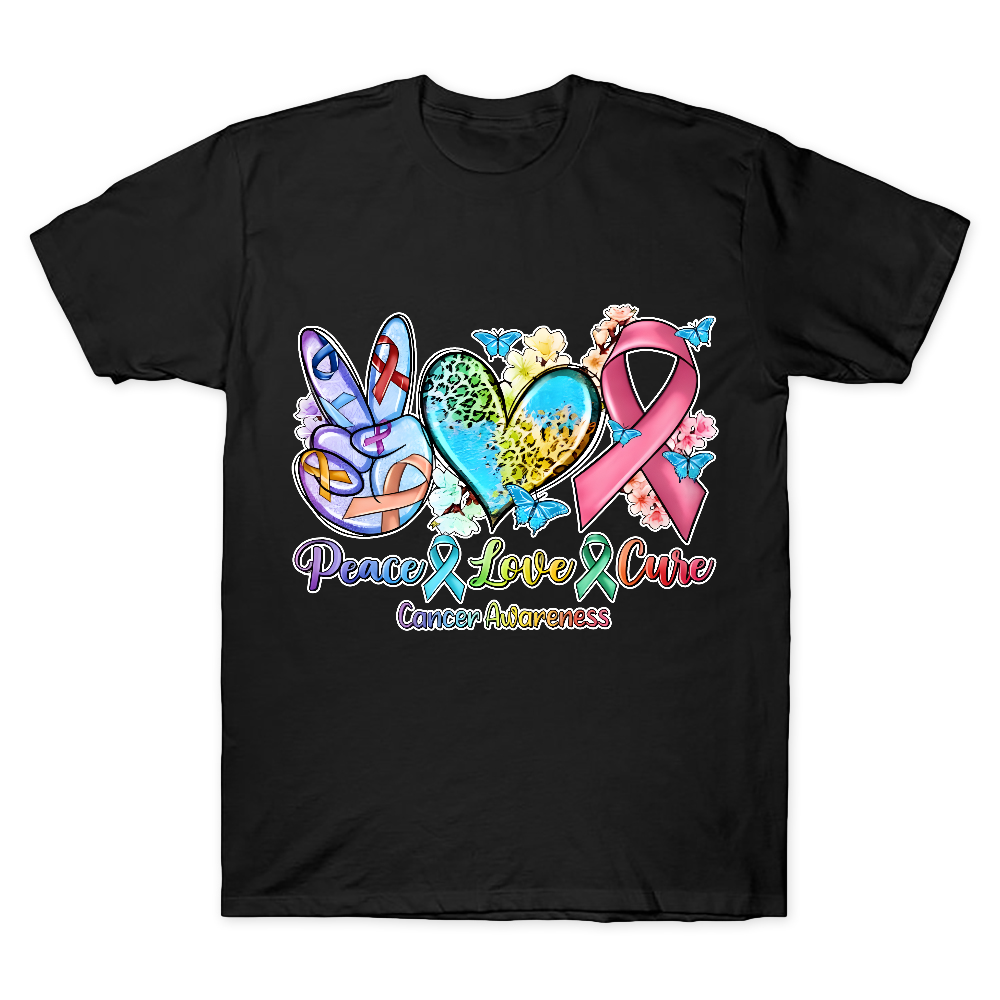 Peace Love Cure Cancer Awareness Cotton Doctor T-shirt