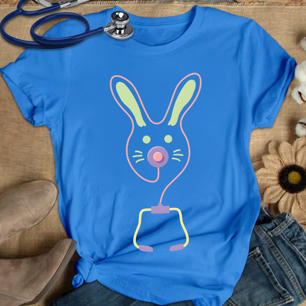 Easter Bunny Medical Tools For Nurse Or Doctor Cotton Nurse T-shirt