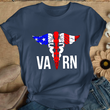 VA RN Nurse Symbol Flag Cotton Nurse T-shirt