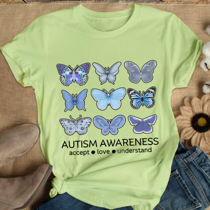 Autism Awareness Butterfly Cotton Nurse T-shirt