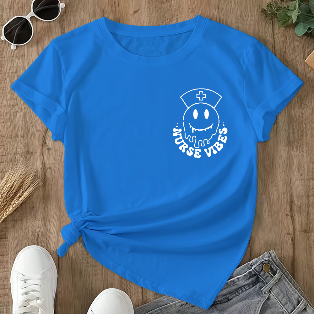 Nurse Vibes Double-Sided Cotton Printed T-Shirt