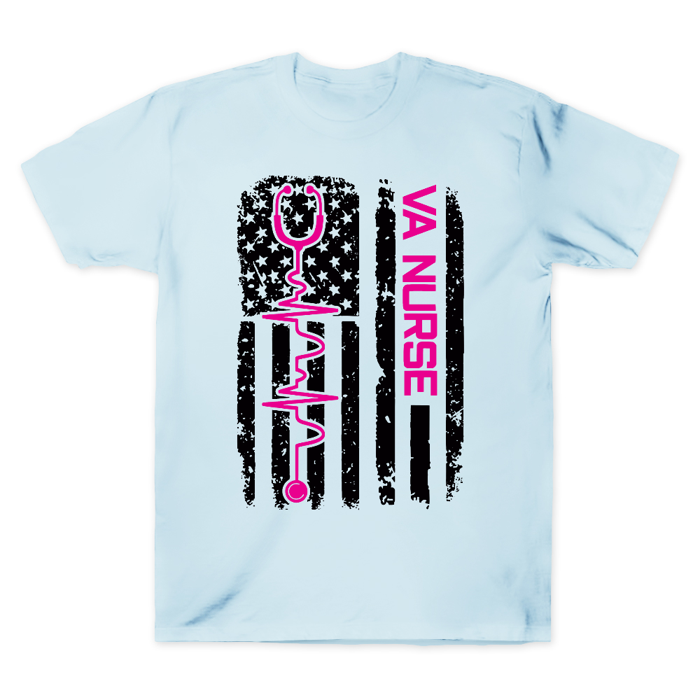 Vintage USA American Flag VA Nurse Patriotic Nursing Gifts Cotton Doctor T-shirt