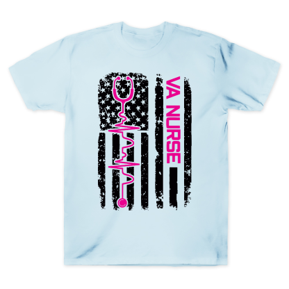 Vintage USA American Flag VA Nurse Patriotic Nursing Gifts Cotton Doctor T-shirt
