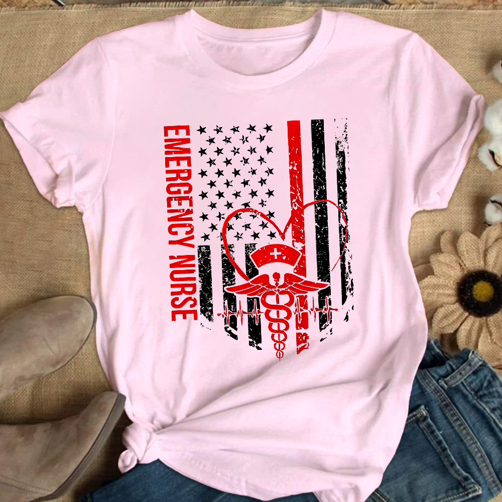 RN Nurse Flag Cotton Nurse T-shirt