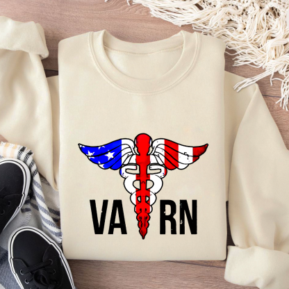 VA RN Nurse Symbol Flag Cotton Pullover Sweatshirt
