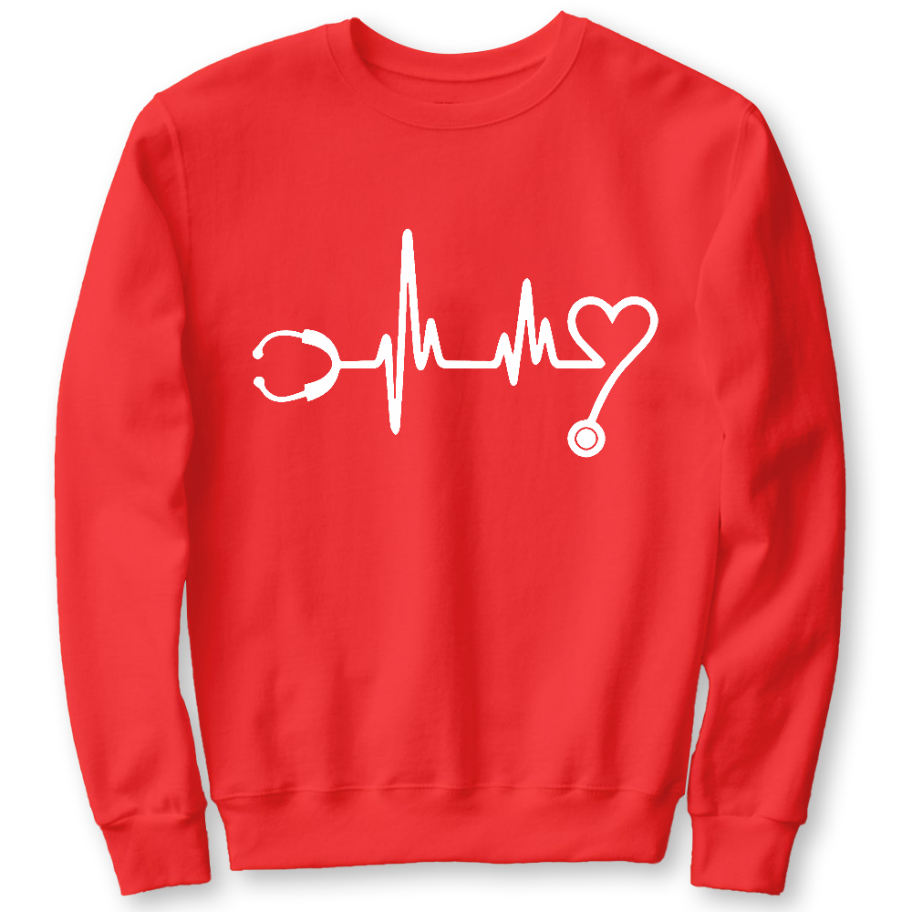 Stethoscope And Electrocardiogram Cotton Pullover Sweatshirt
