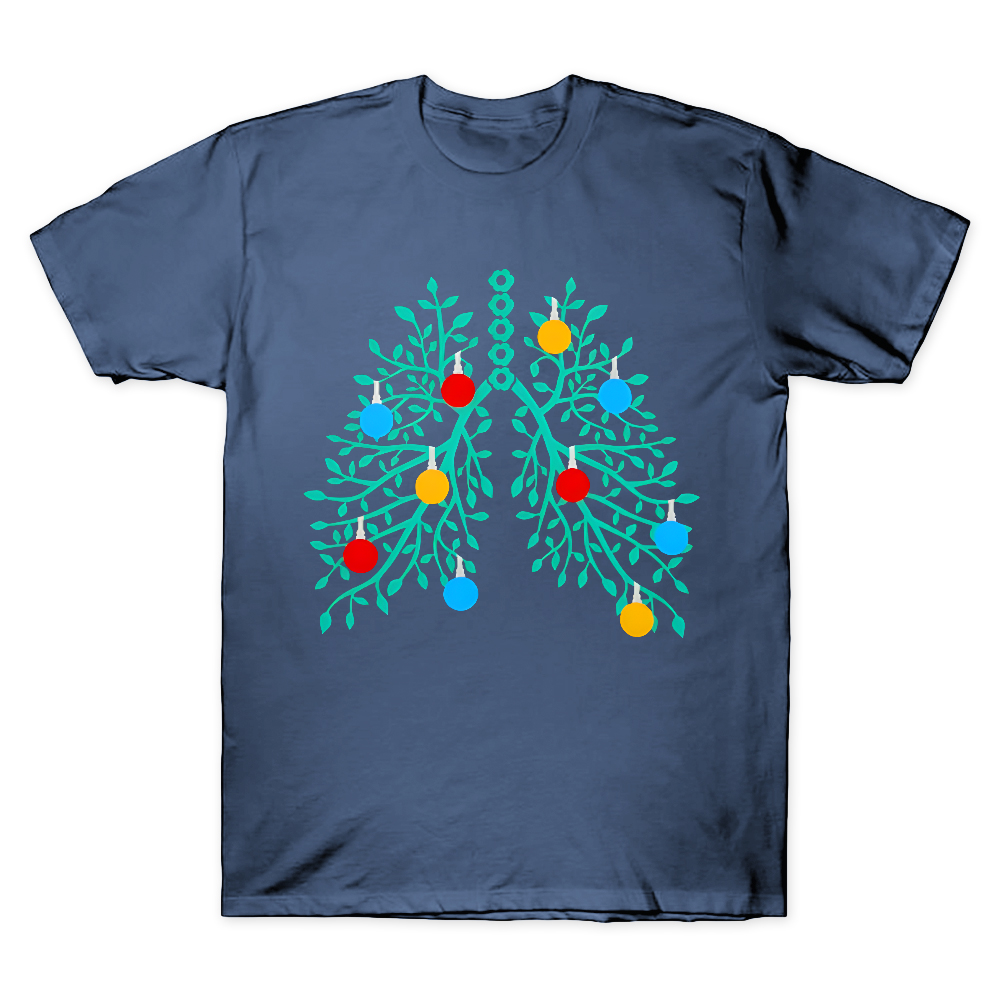 Lungs With Christmas Lights Respiratory Therapist Xmas Cotton Doctor T-shirt