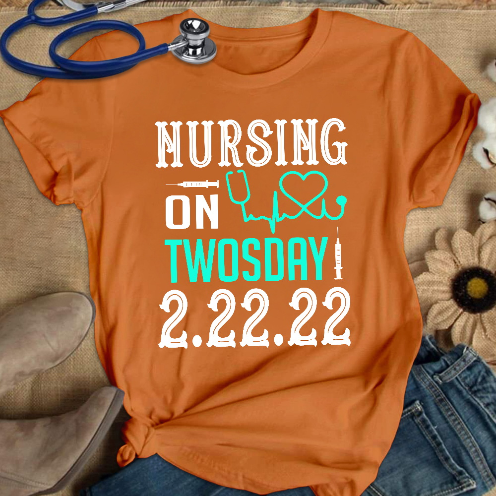 Nursing School On TwosDay Cotton Nurse T-shirt