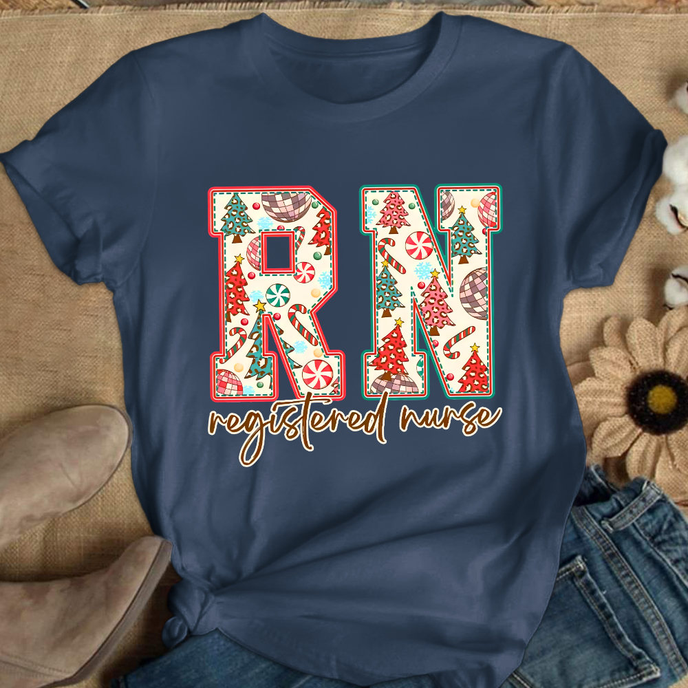 Christmas Registered Nurse Cotton Nurse T-shirt